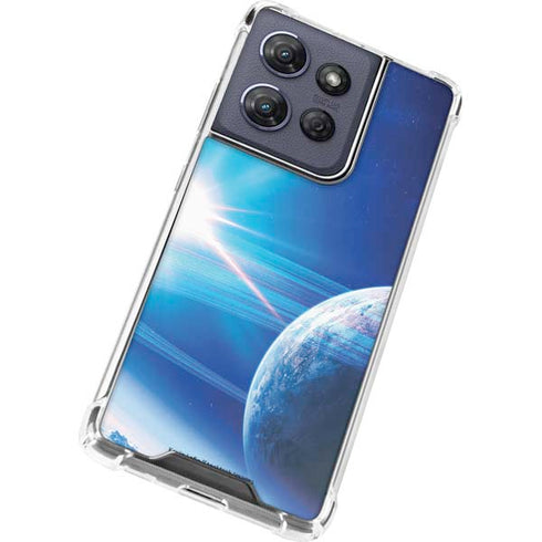 View of a Planet as it Looms in Close Orbit and with Rings Moto G Play 5G (2025) Clear Case